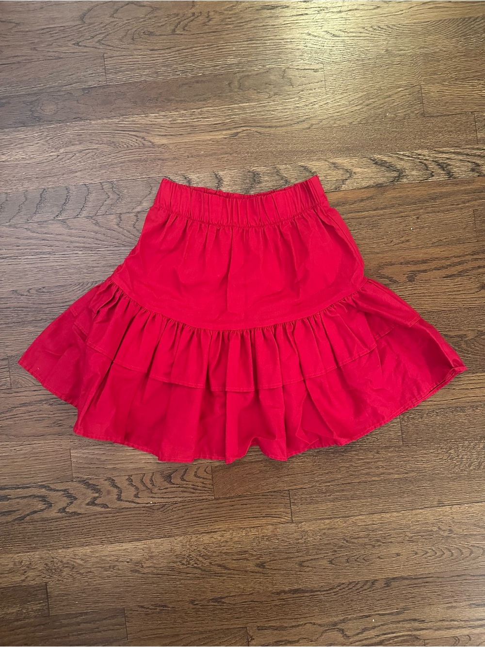 Red-Pink Tiered Ruffle Skirt